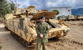 Capt MacLean with a Lebanese Bradley during a visit to the LAF Armoured Regiment.