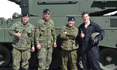 Sergeant Matt Williams, Corporal James Younger, Trooper Shaun Armstrong and Andrew Ference Post Tank ride all smiles.