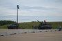 Recee Squadron's Coyote with a Mast Mounted Surveillance System and A Squadron's Leopard 2A4M static display.