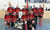 The Strathcona Ball Hockey Team proudly display their gold medals at the end of Ex STRONG CONTENDER