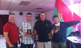 Atlantic Chapter President Maj (Ret’d) Rob Stoney awards the tournament winners their trophies. Sgt’s  Ed Pickell, Larry Leamon,and Dwaine Barker (missing WO Greg Moon)