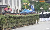 A rare photo of Lt James Lee in step with the troops.