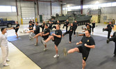 Officers of the Regiment demonstrating a Front Kick