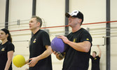 Lt Erica “Nimbly-pimbly” Young, LCol Josh “Ringer” Major, and Lt T.J. “TF Smashface” Casey eying down the senior NCO’s during dodgeball