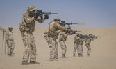 ASF (Auxiliary Security Force) conducts firing practice in Kuwait. Cpl Addison pictured 2nd on the firing line.
