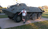 Tpr Philip “Sloth” Hibbert by a BRDM at the AFV museum.