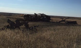 The tattered remains of a hard target on Range 25 after a run-in with A Sqn tank “Smashley”