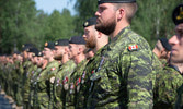 Cpl Colton Shute and Cpl Christopher Webster (foreground) on Medals Parade.