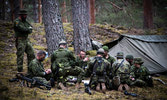 Troops from Mustang Coy take orders in preparation for a Patrol.