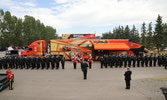 The Parade Commander, Major Leonard, just as the Honour Guard is about to step-off for the parade.